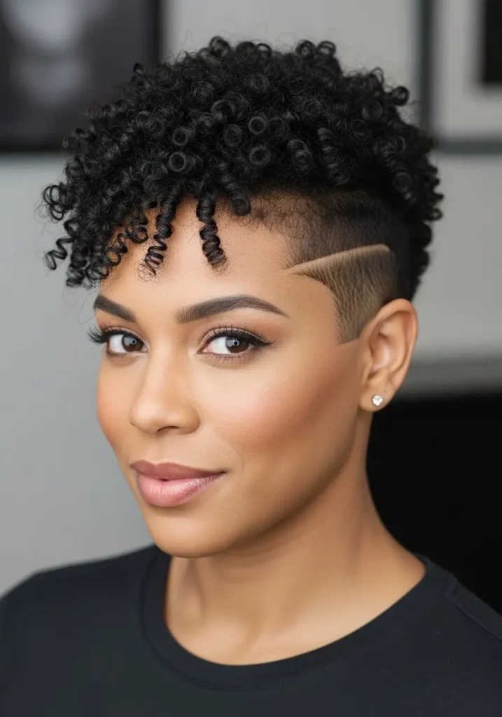 Coily Pixie Cut with Tapered Sides