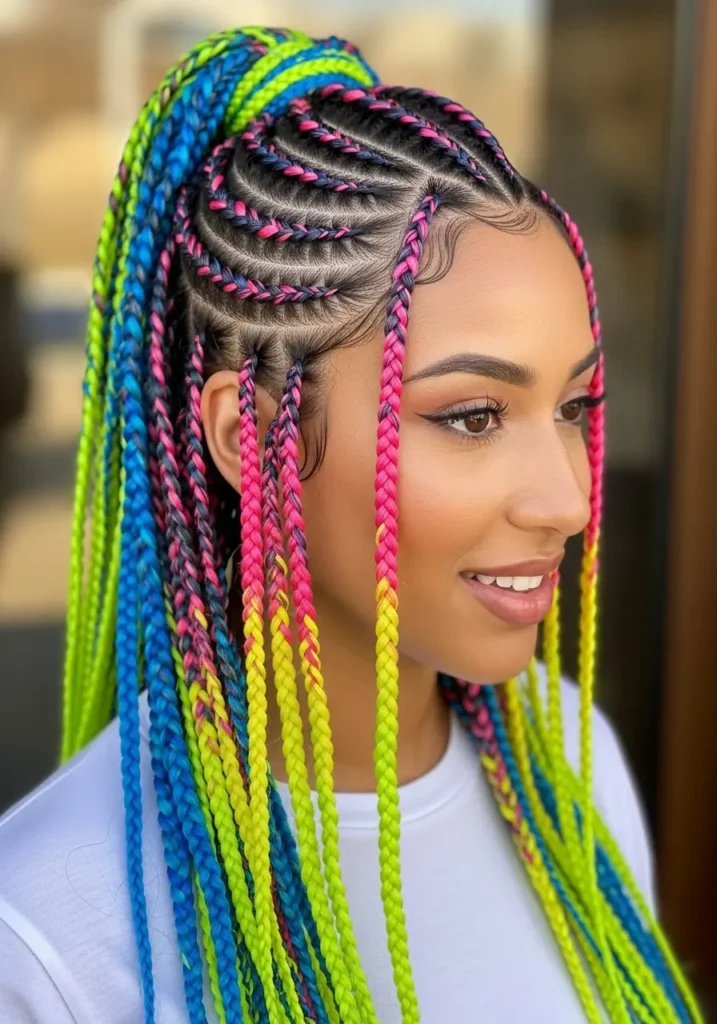Colored Knotless Braids Style