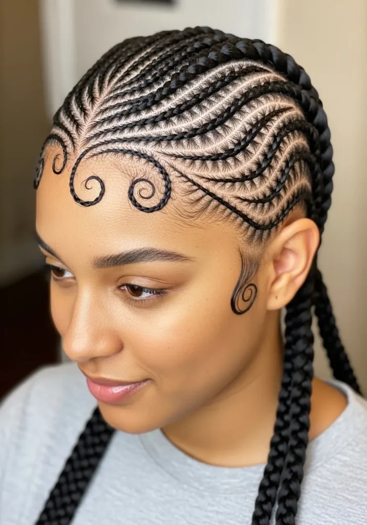 Cornrows with Natural Pattern