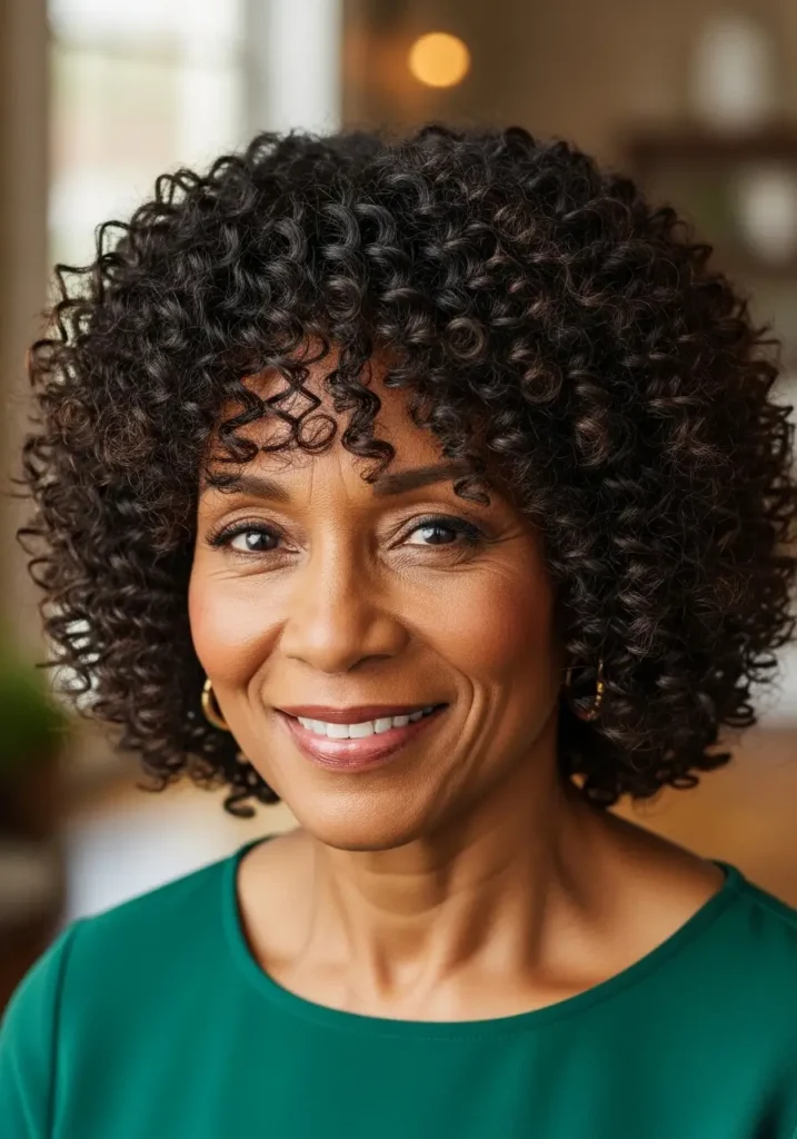 Curly Bob with Bangs
