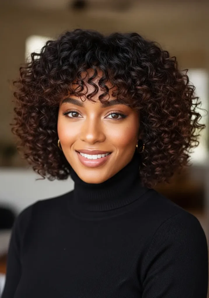 Curly Bob with Bangs