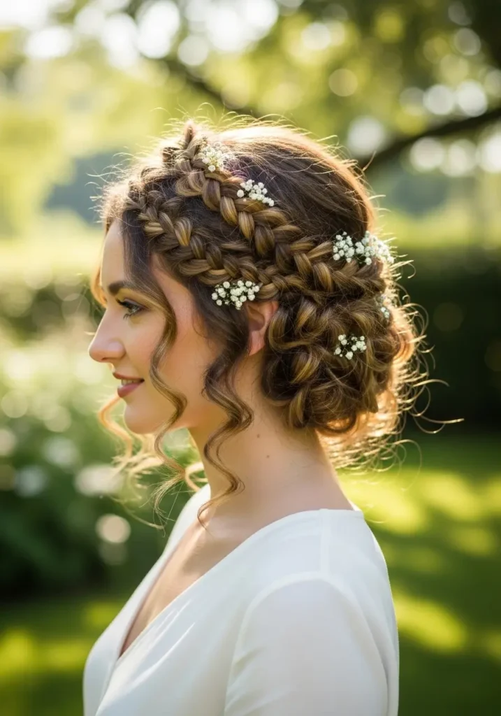 Curly Braided Crown Style