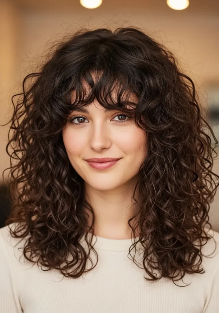 Curly Curtain Bangs Style