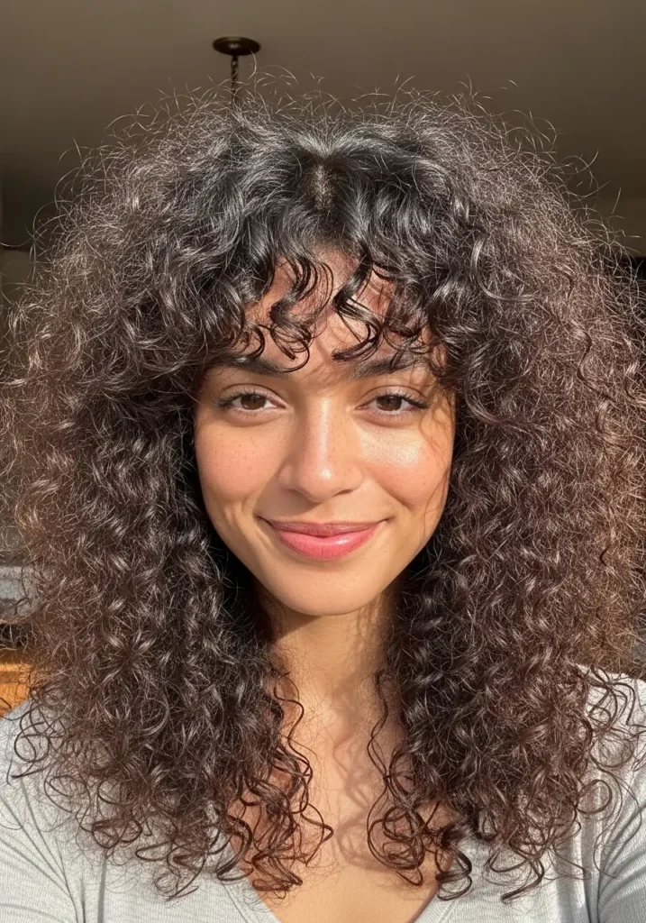 Curly Hair Curtain Bangs