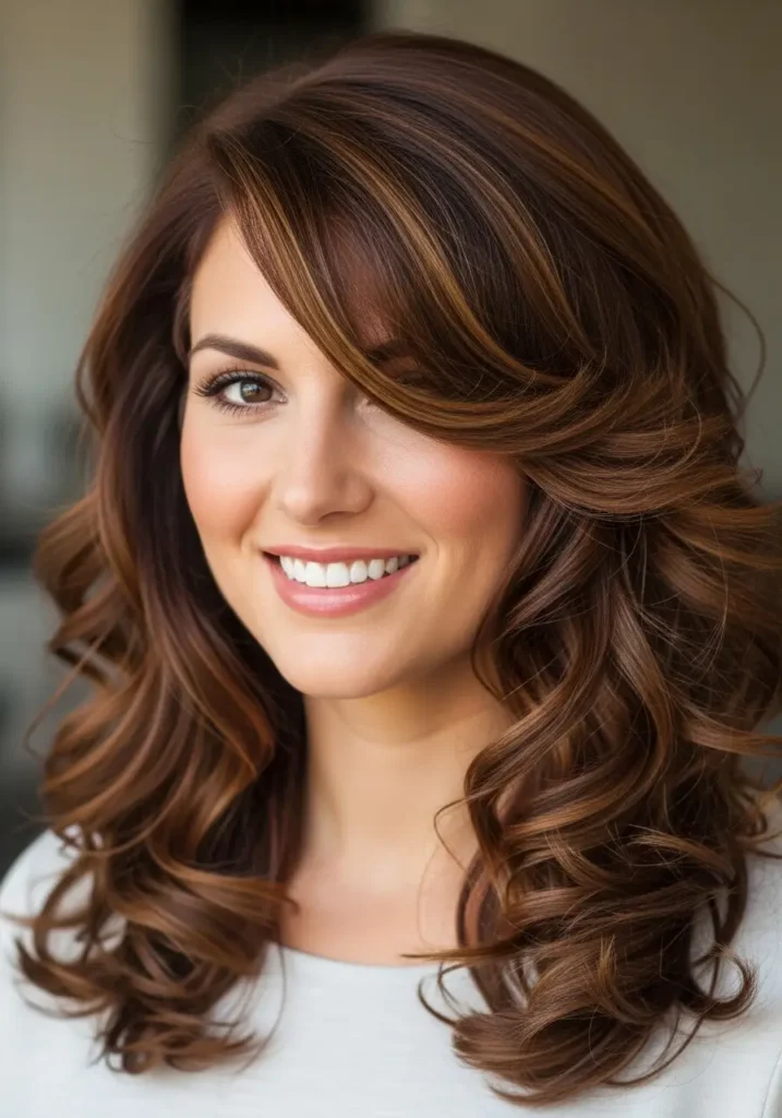Curly Layers With Side Part