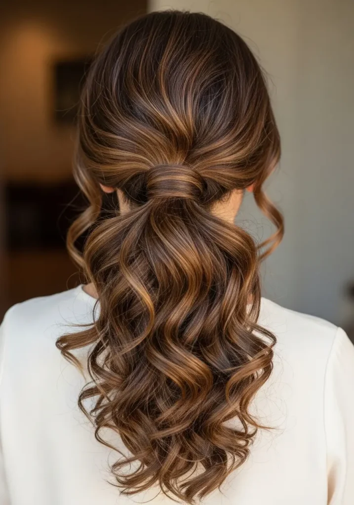 Curly Low Ponytail with Soft Texture