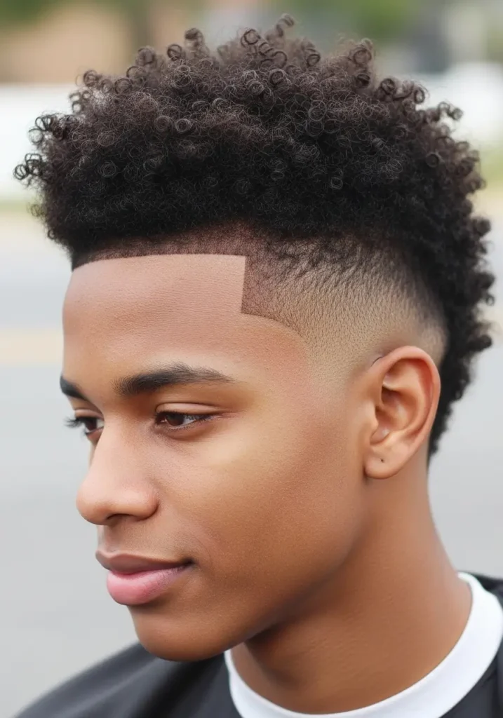 Curly Mohawk with Fade