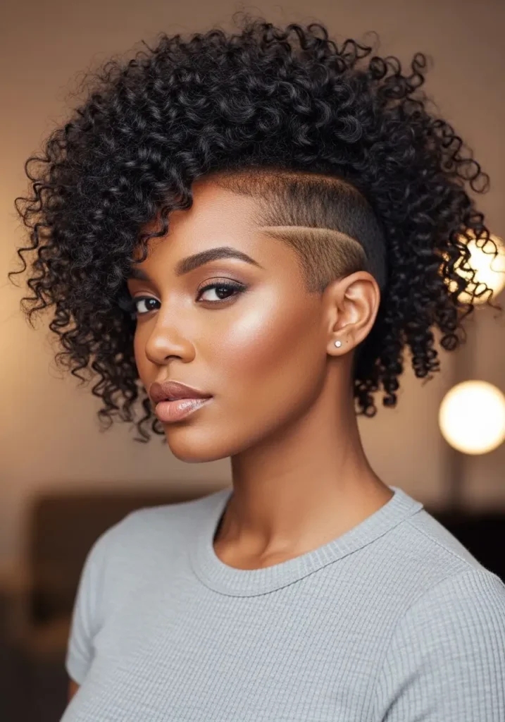 Curly Shaved Sides with Long Top