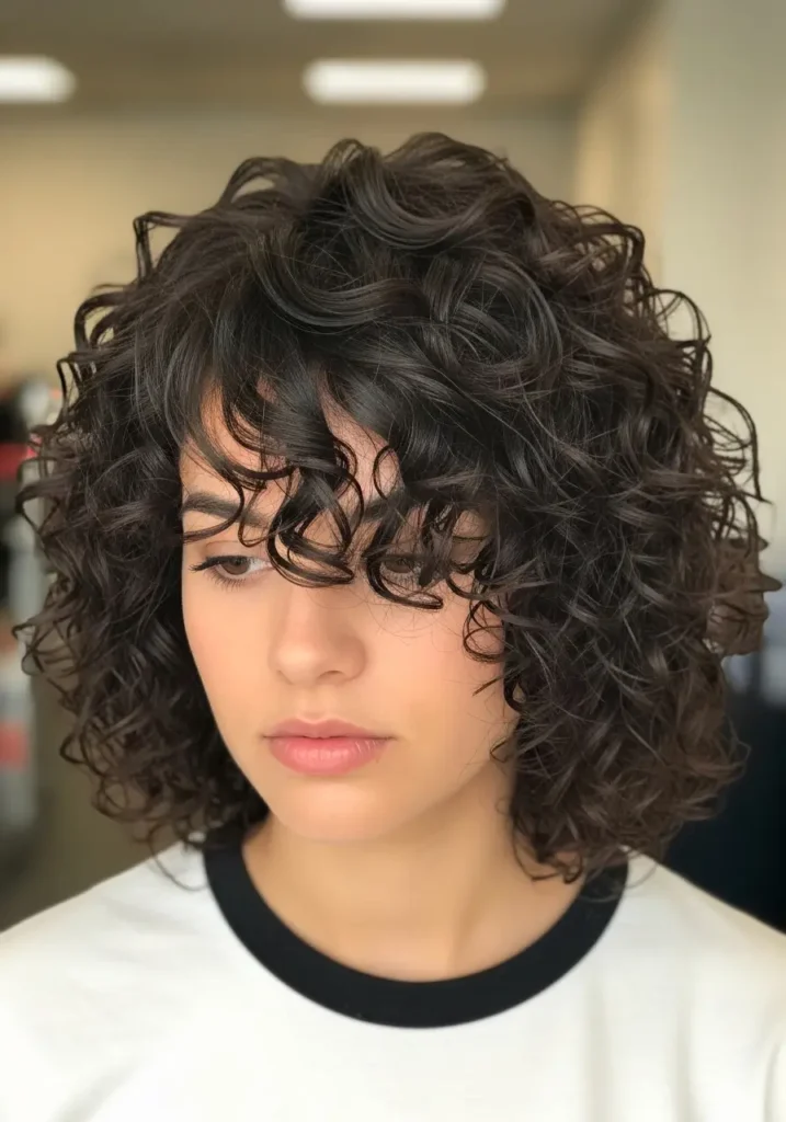 Curly Shoulder-Length Bounce Cut