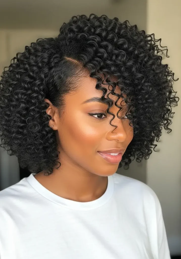 Curly Side-Parted Bob