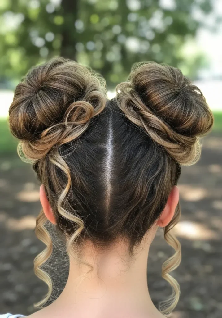 Curly Space Buns with Soft Edges