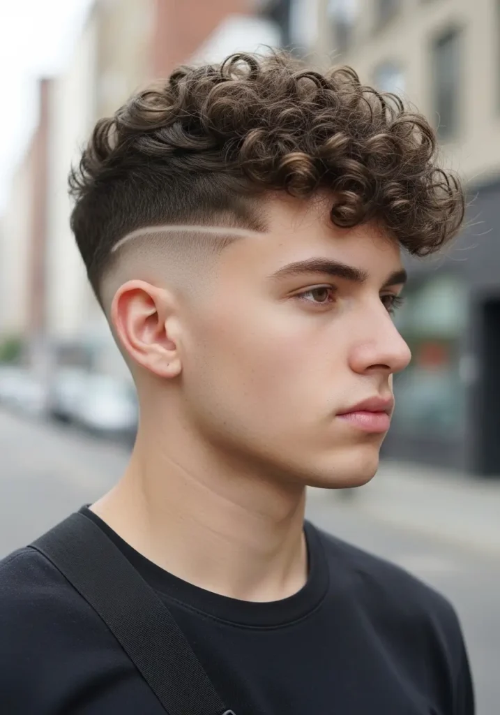 Curly Top with Clean Fade