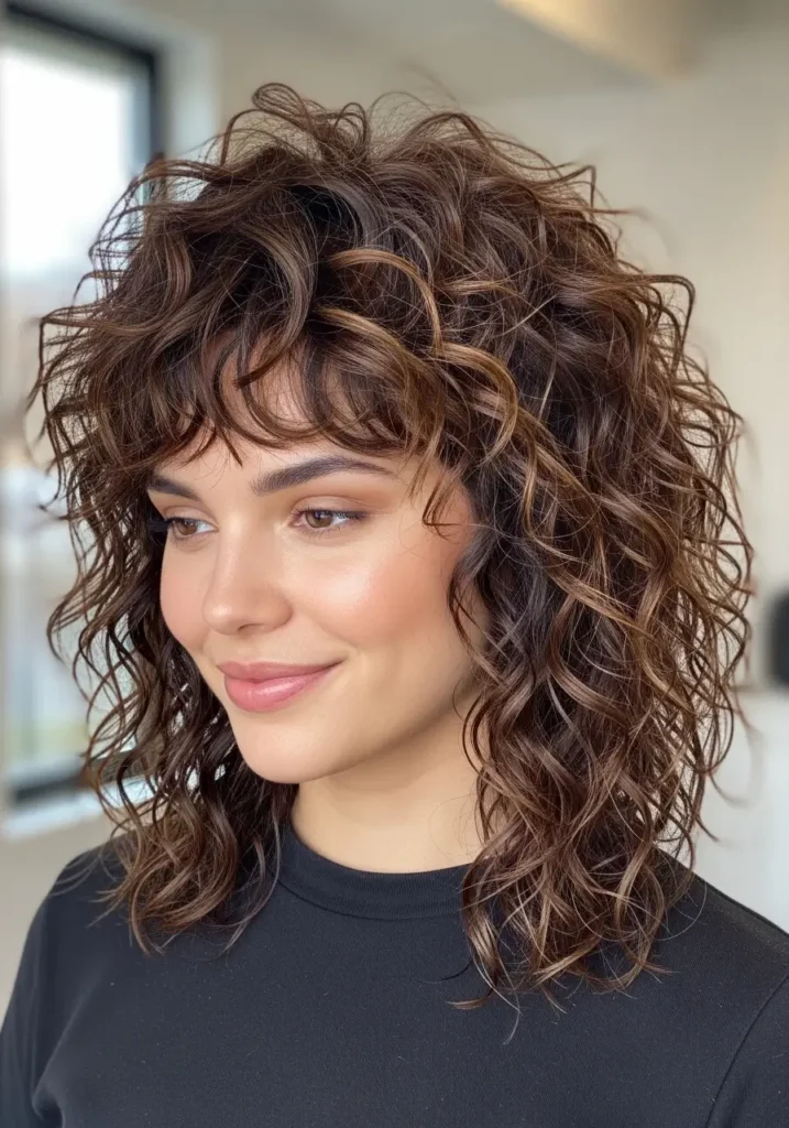 Curly Wolf Cut With Volume