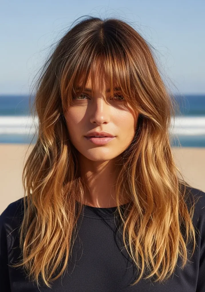 Curtain Bangs with Beachy Texture