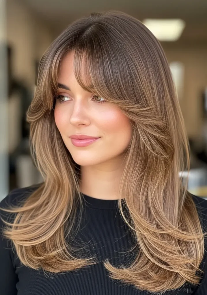 Curtain Bangs with Face Framing Layers