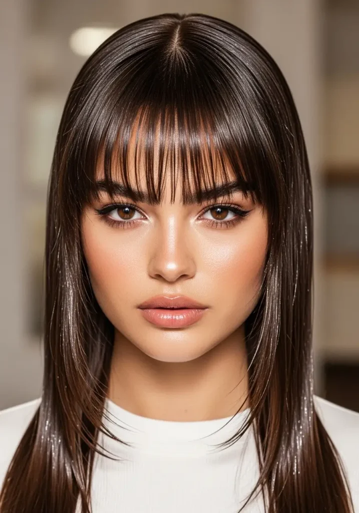 Curtain Bangs with Glossy Finish