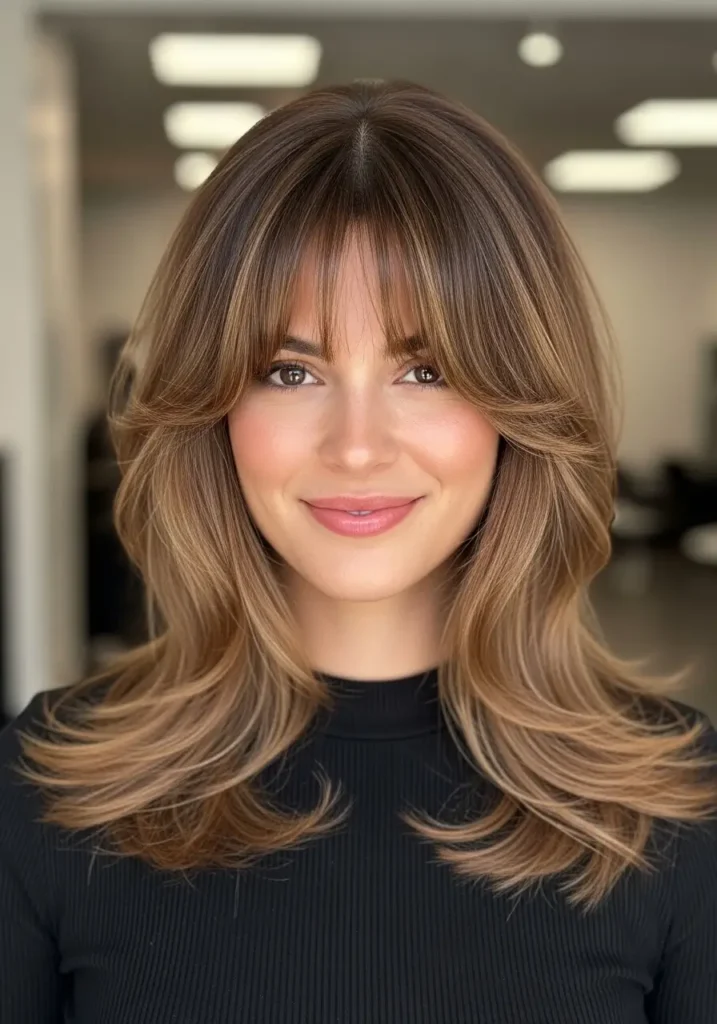 Curtain Bangs with High Volume Layers