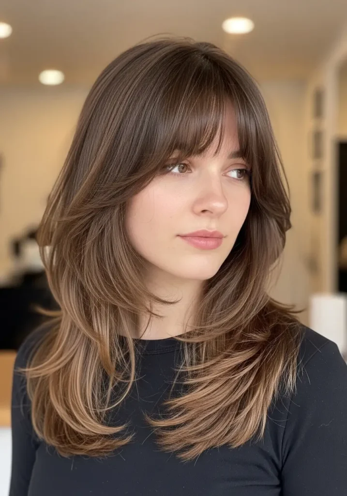 Curtain Bangs with Layered Length