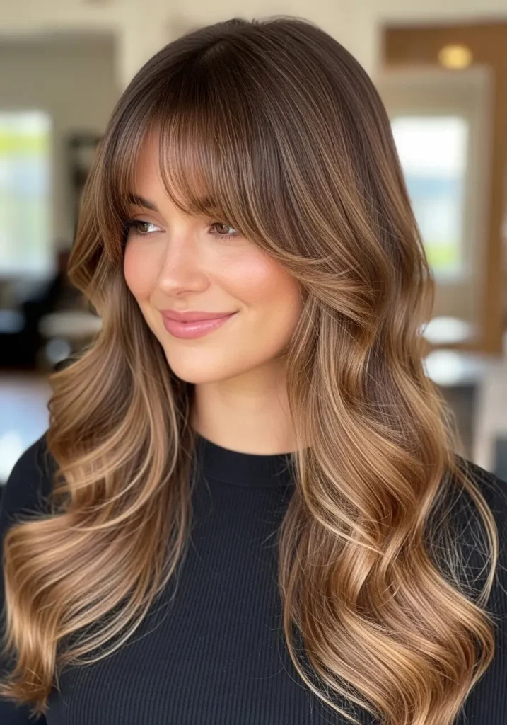 Curtain Bangs with Long Waves