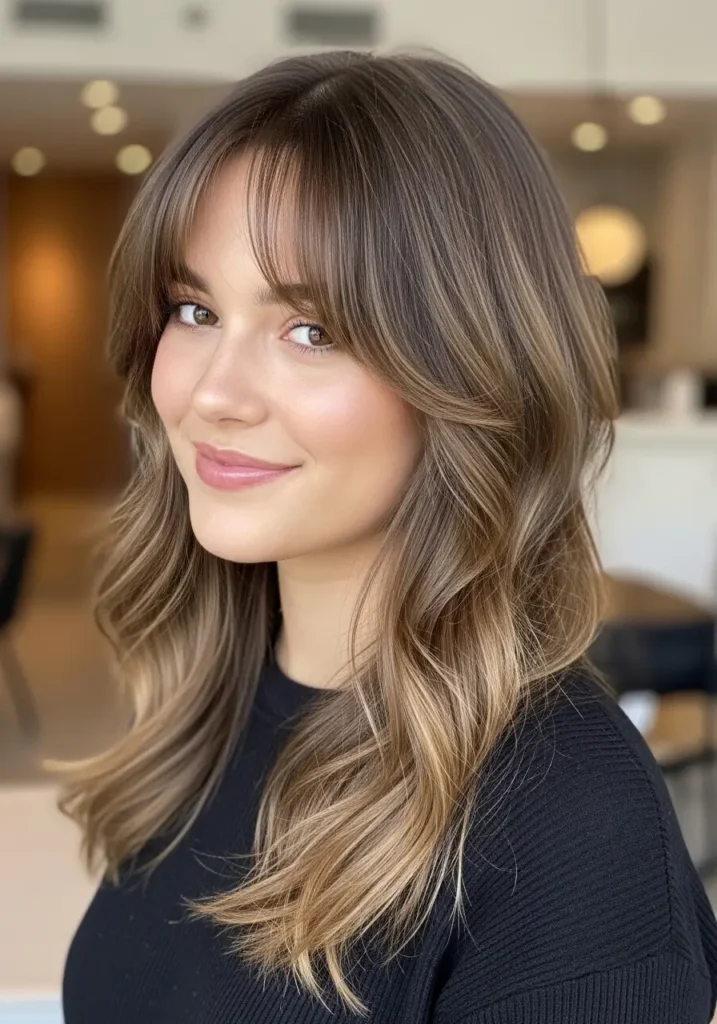 Curtain Bangs with Loose Waves