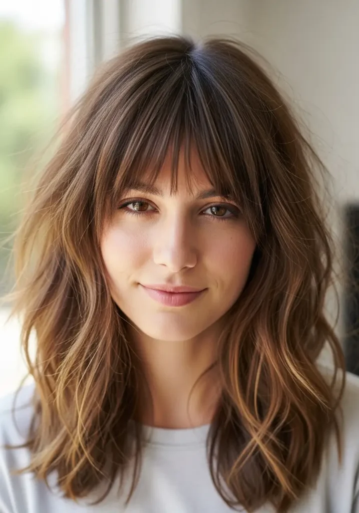 Curtain Bangs with Messy Texture