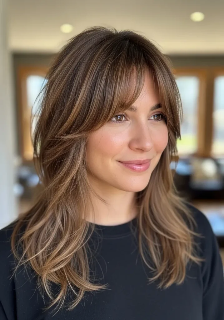 Curtain Bangs with Shaggy Layers