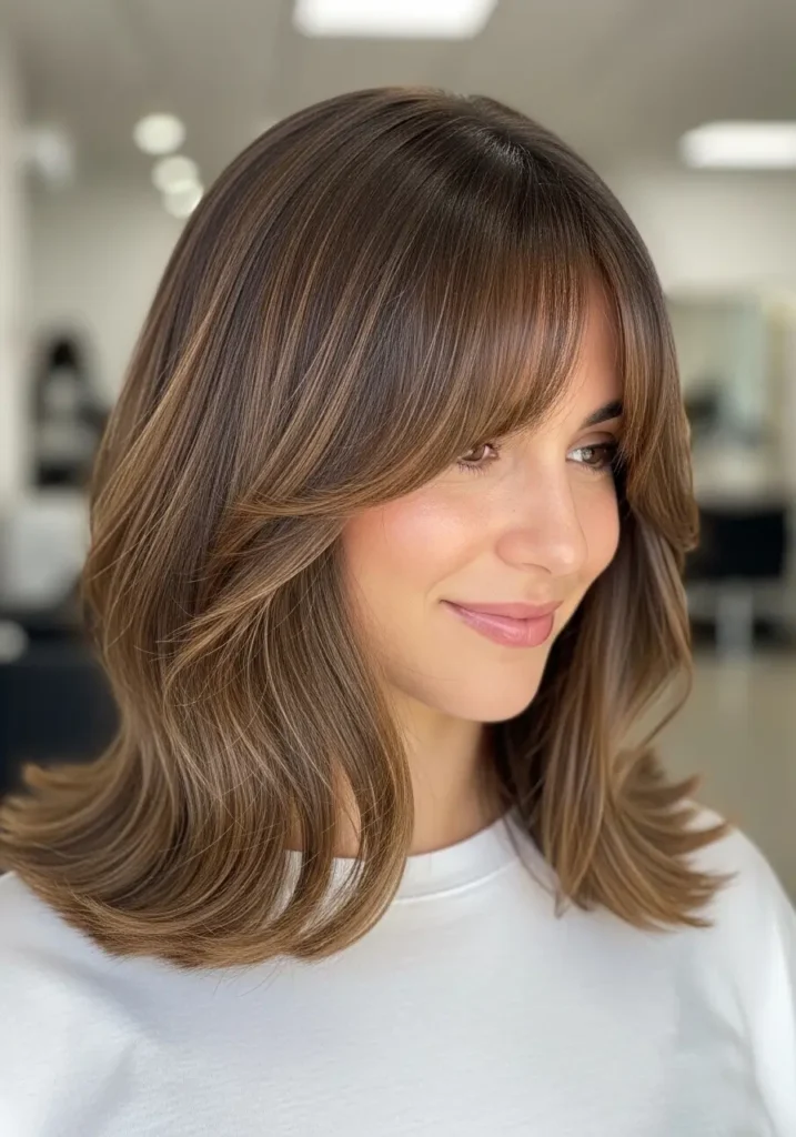 Curtain Bangs with Shoulder Length Hair