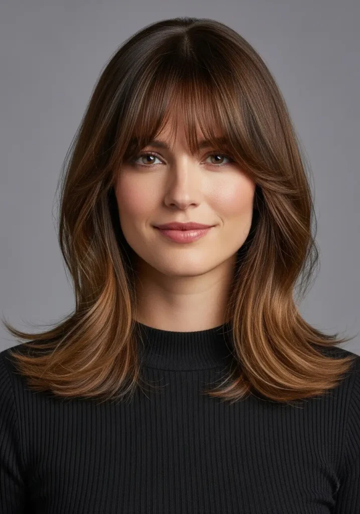Curtain Bangs with Shoulder-Length Hair
