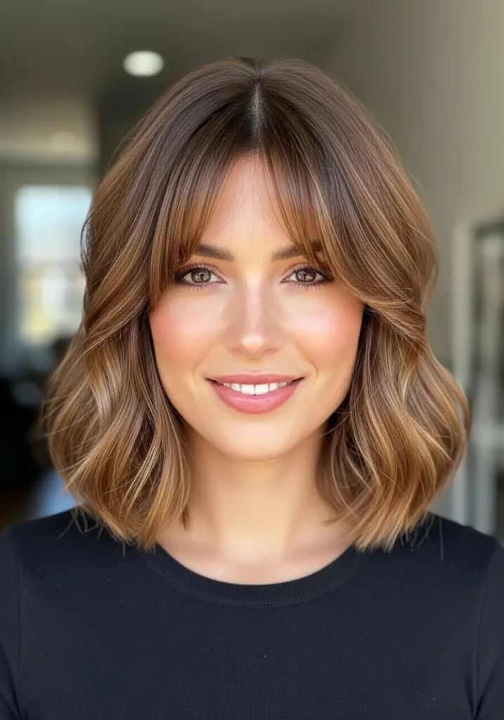 Curtain Bangs with a Soft Bob Cut