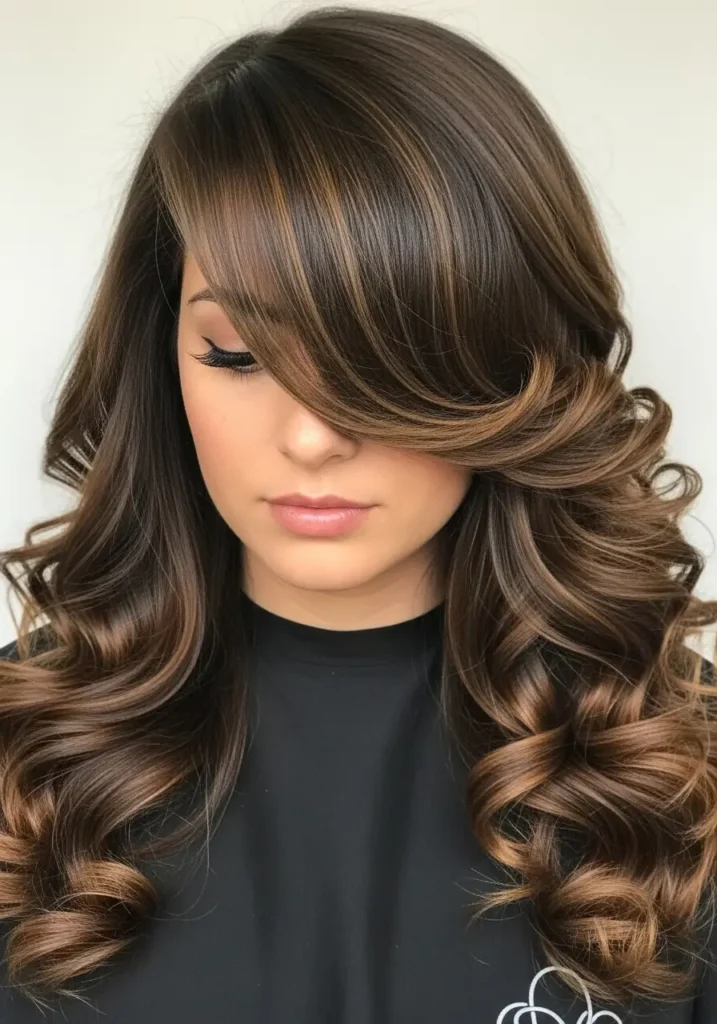 Deep Side Part Curly Volume Look