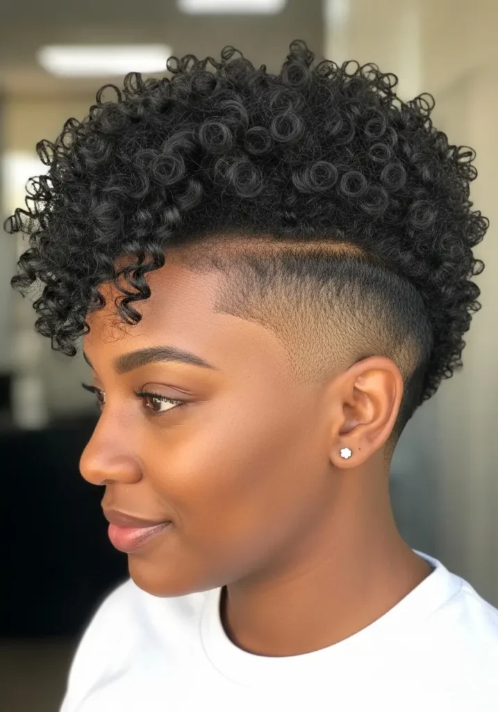 Defined Curls with Short Fade