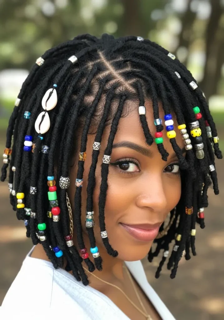 Faux Locs Bob with Beads