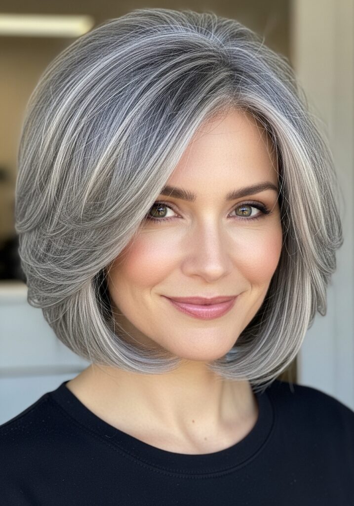 Feathered Grey Bob