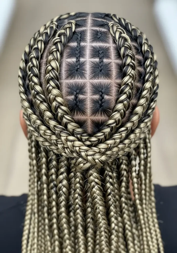 Feed In Braids with Blonde Highlights