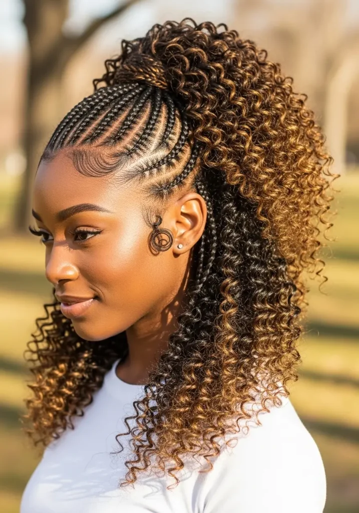 French Curl Braids in a High Ponytail
