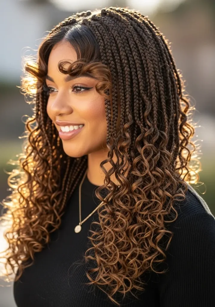 French Curl Braids with Face Framing Curls