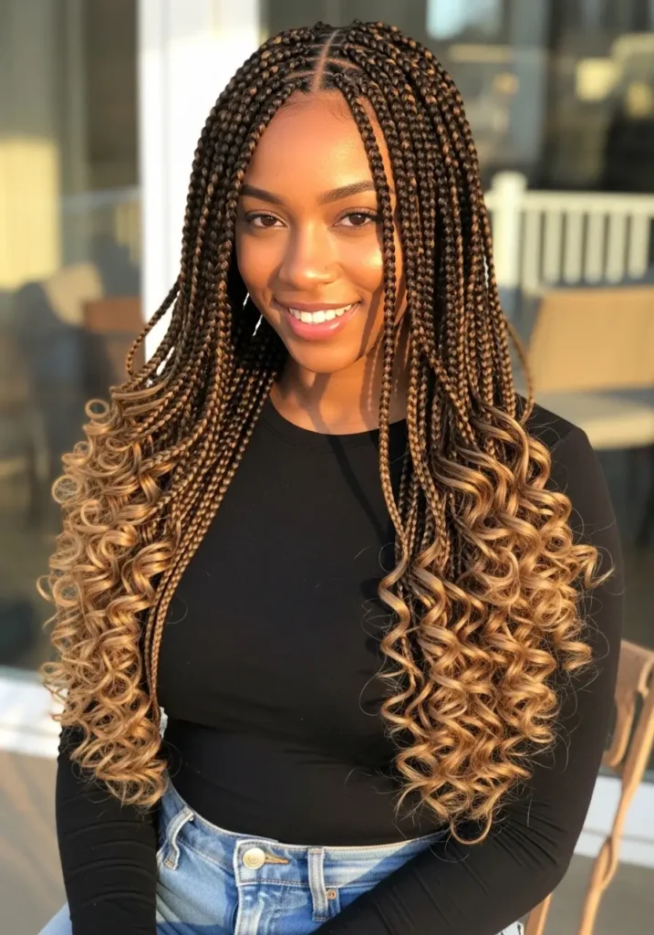 French Curl Braids with Honey Blonde Mix