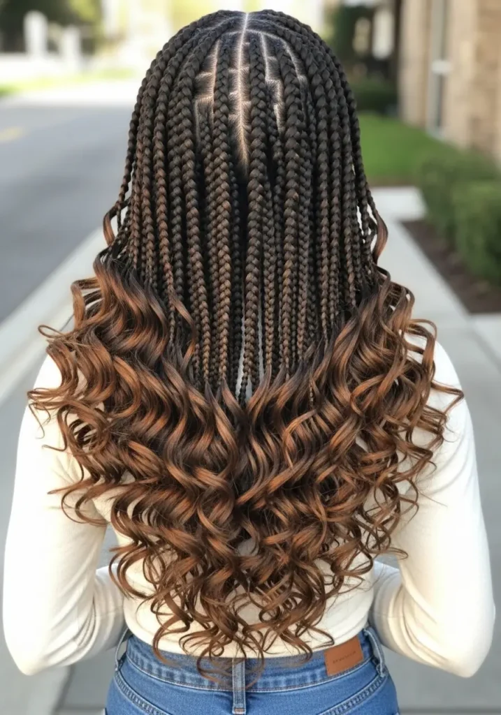 French Curl Braids with a Middle Part