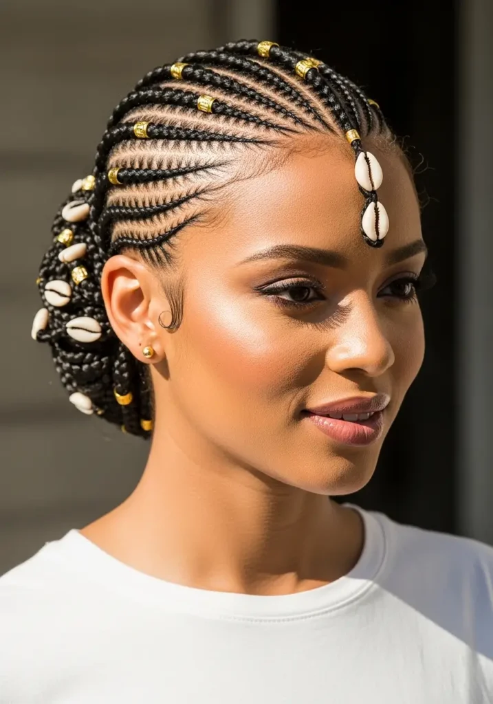 Fulani Braids in a Low Bun