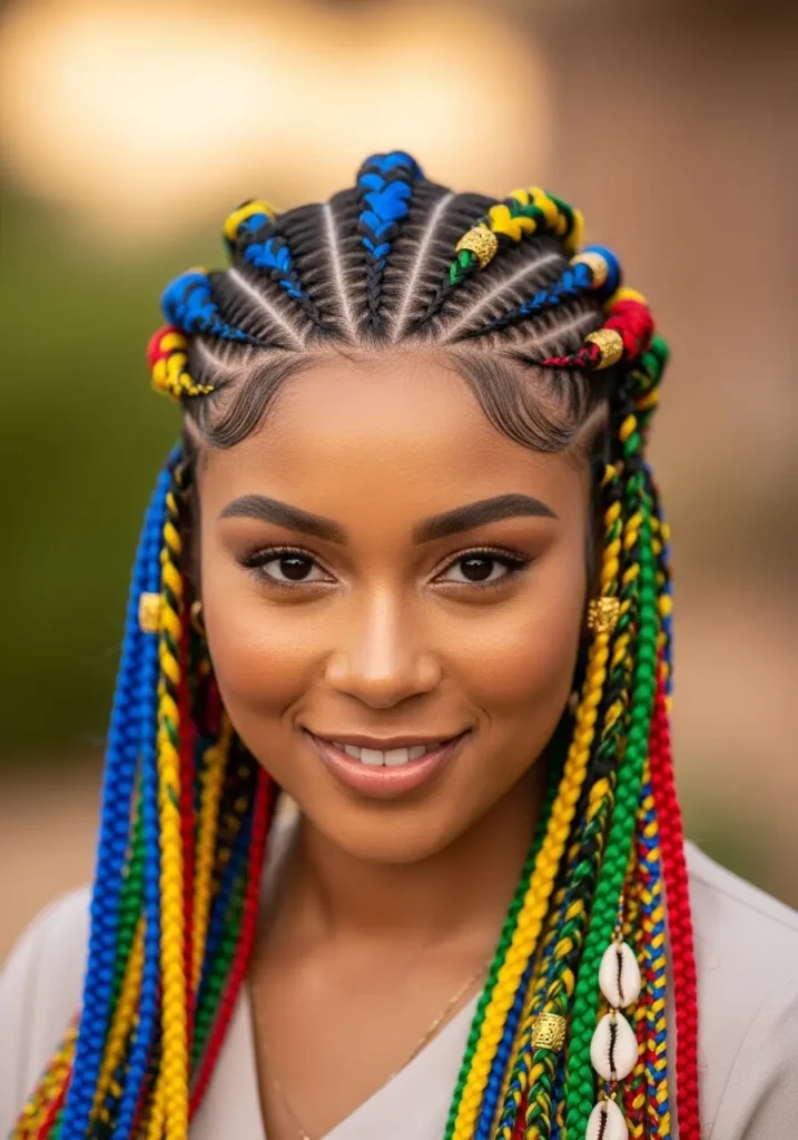 Fulani Braids with Colored Extensions