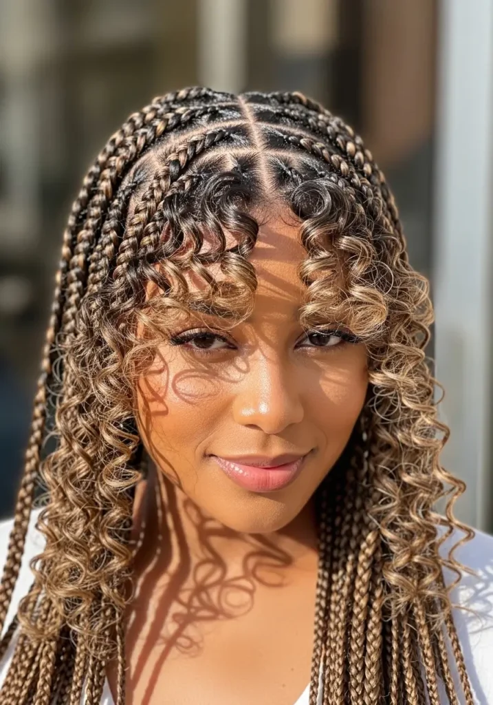 Fulani Braids with Curly Pieces in Front