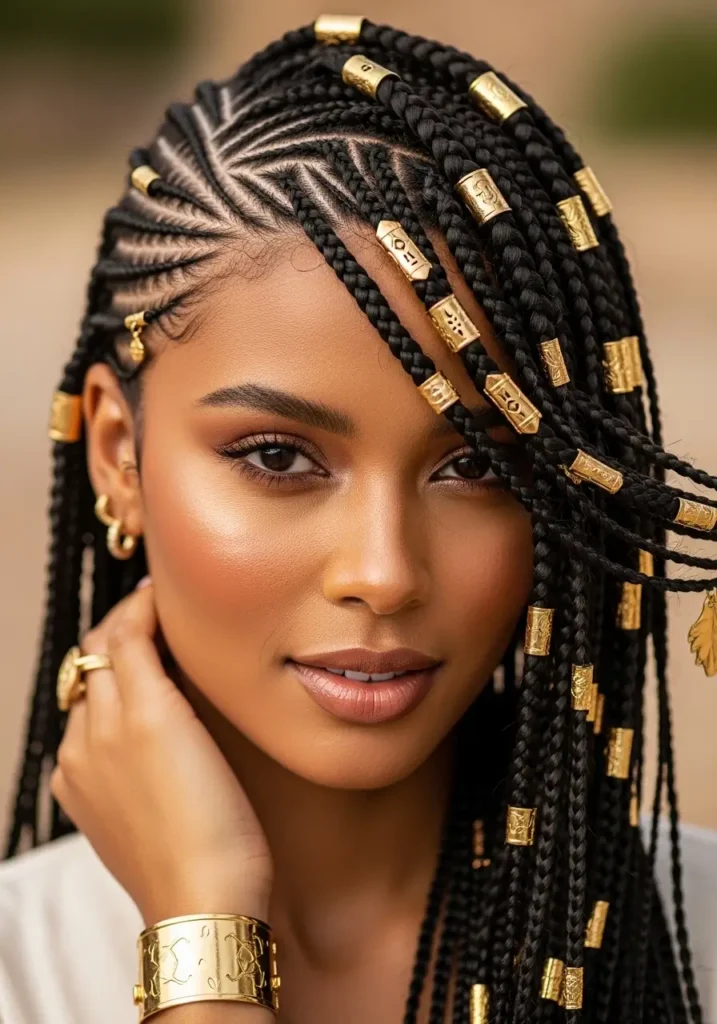 Fulani Braids with Gold Cuffs