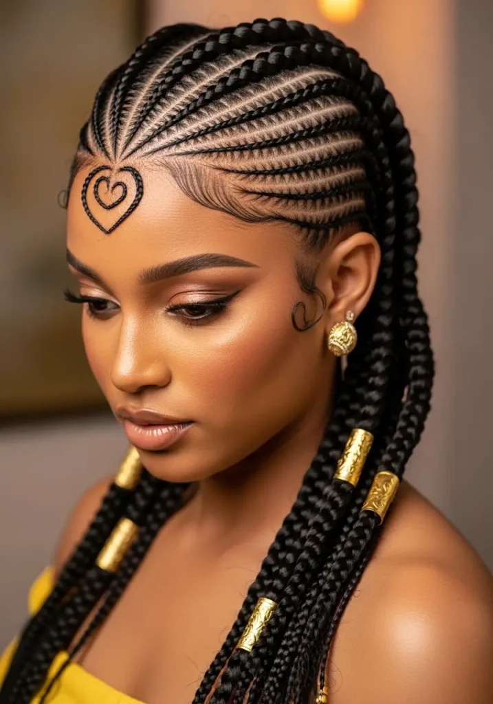 Fulani Braids with Heart Parting