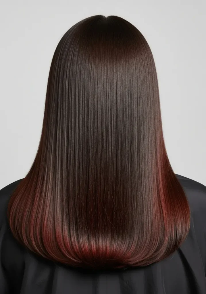 Glossy Dark Chocolate Straight Hair