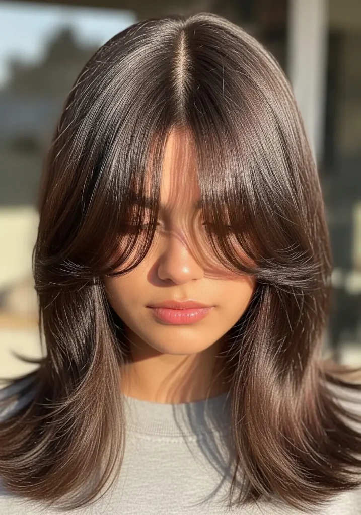 Glossy Smooth Curtain Bangs