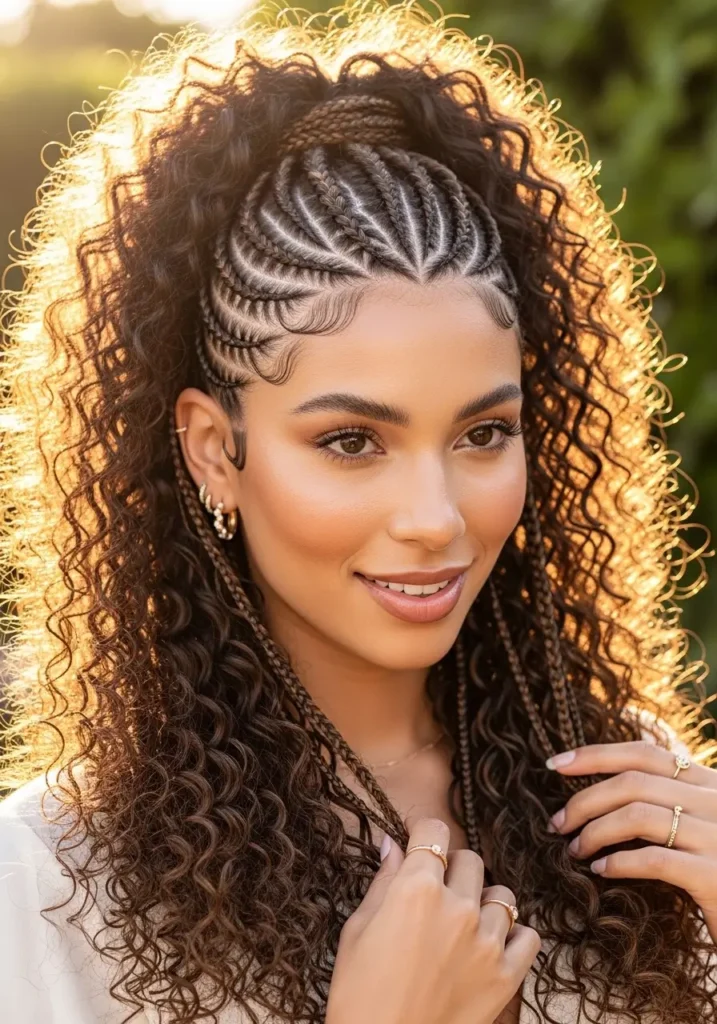 Goddess Braids with Curly Ends