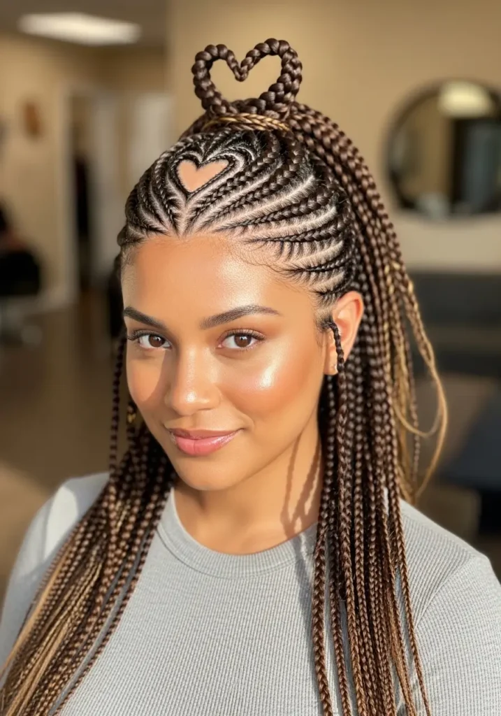 Goddess Braids with Heart Parts