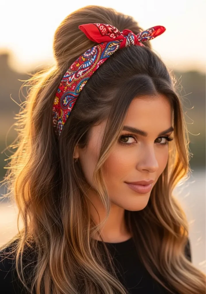 Half Up Bandana Hairstyle