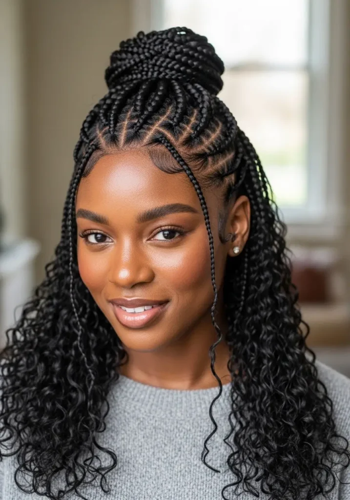 Half-Up Braided Style with Casual Charm