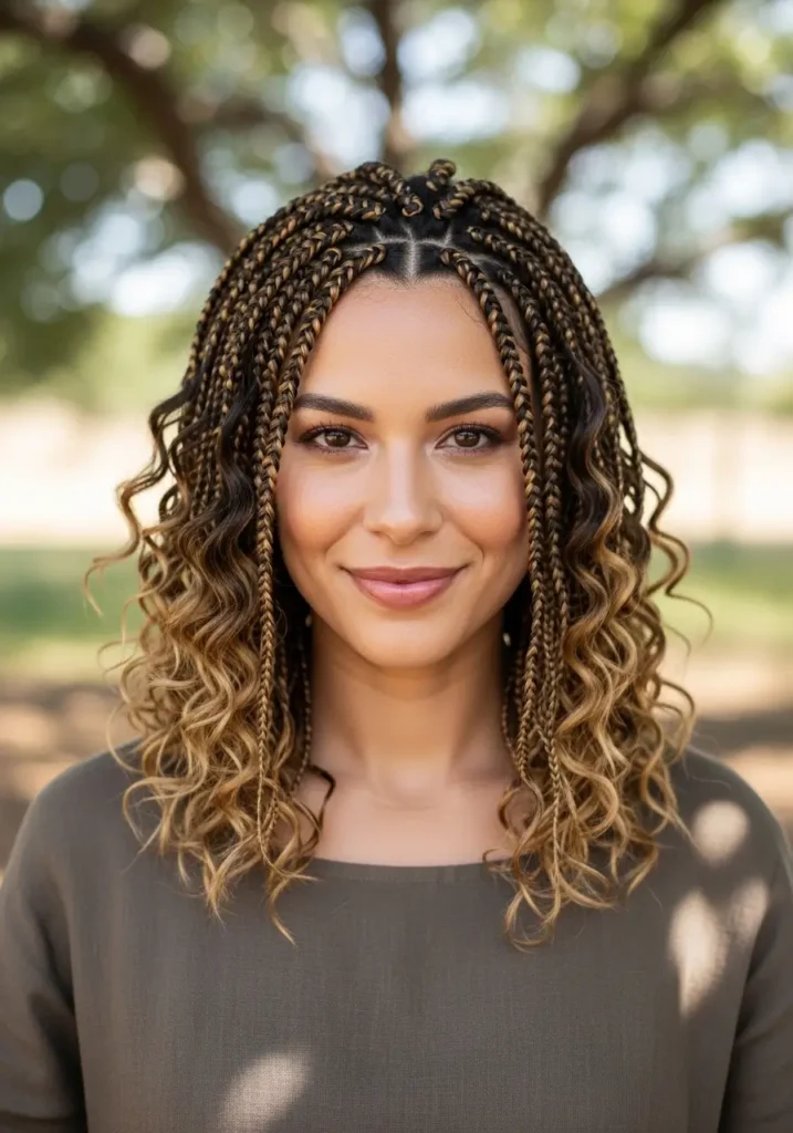 Half Up French Curl Braids